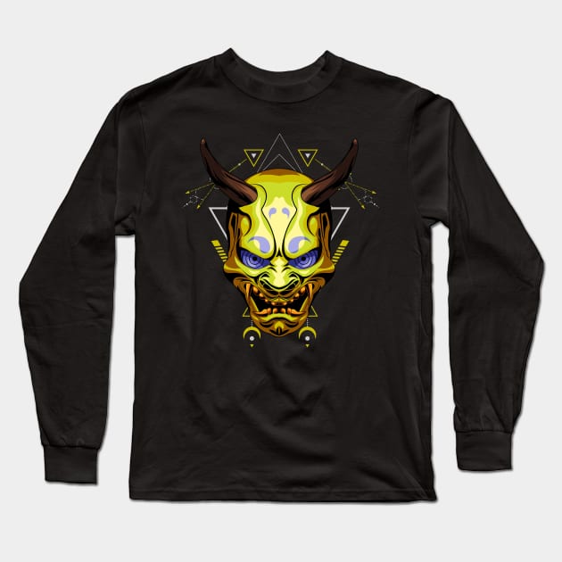 oni mask sacred geometry Long Sleeve T-Shirt by SHINIGAMII